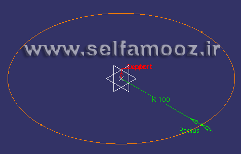 ترسیم دایره برای طراحی فنر مربعی گرد در کتیا
