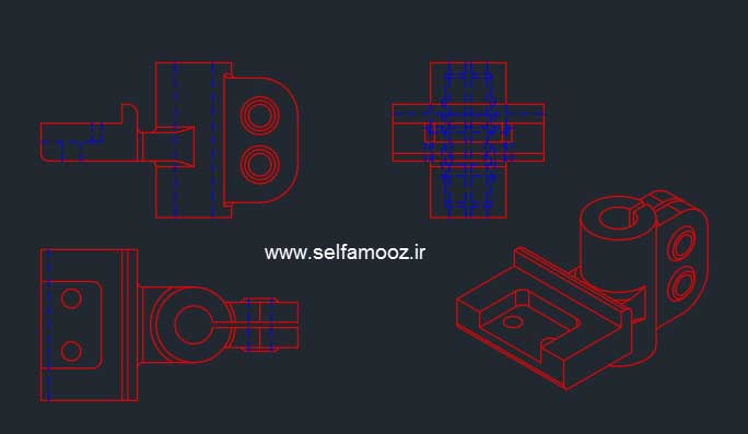 نماهای مختلف با دستور flatshot در اتوکددستور flatshot در اتوکد