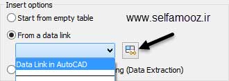 قسمت Insert options در پنجره Table اتوکد
