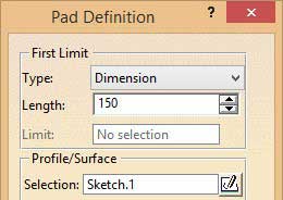 پنجره Pad Definition در کتیا