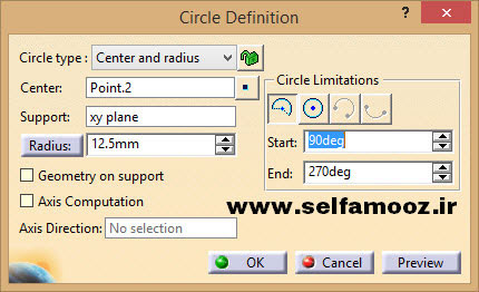 دستور دایره و پنجره Circle Definition