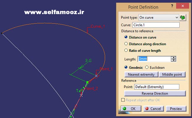 دستور Point و پنجره Point Definition