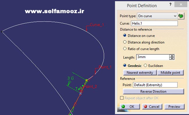دستور Point و پنجره Point Definition